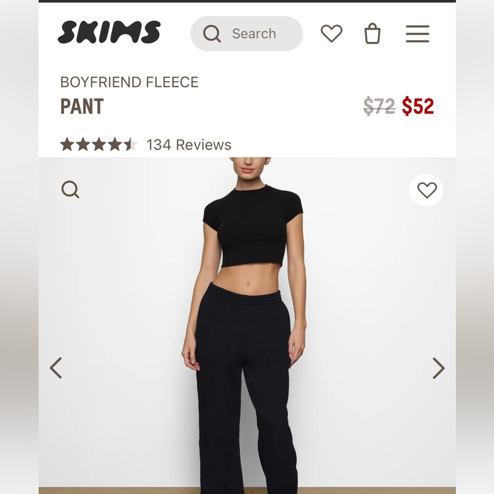 Skims Boyfriend Fleece Pant ~SOLD OUT~ XXS - ONYX